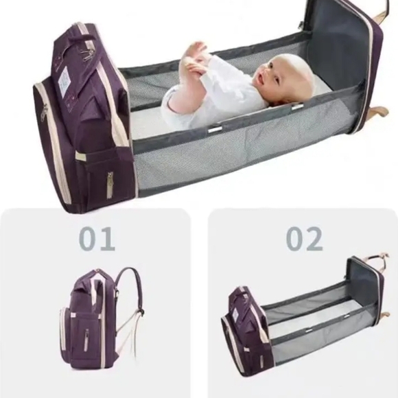 NEW -🤰🏻3 In 1 - Plum Convertible Diaper Bag Backpack - Picture 3 of 4